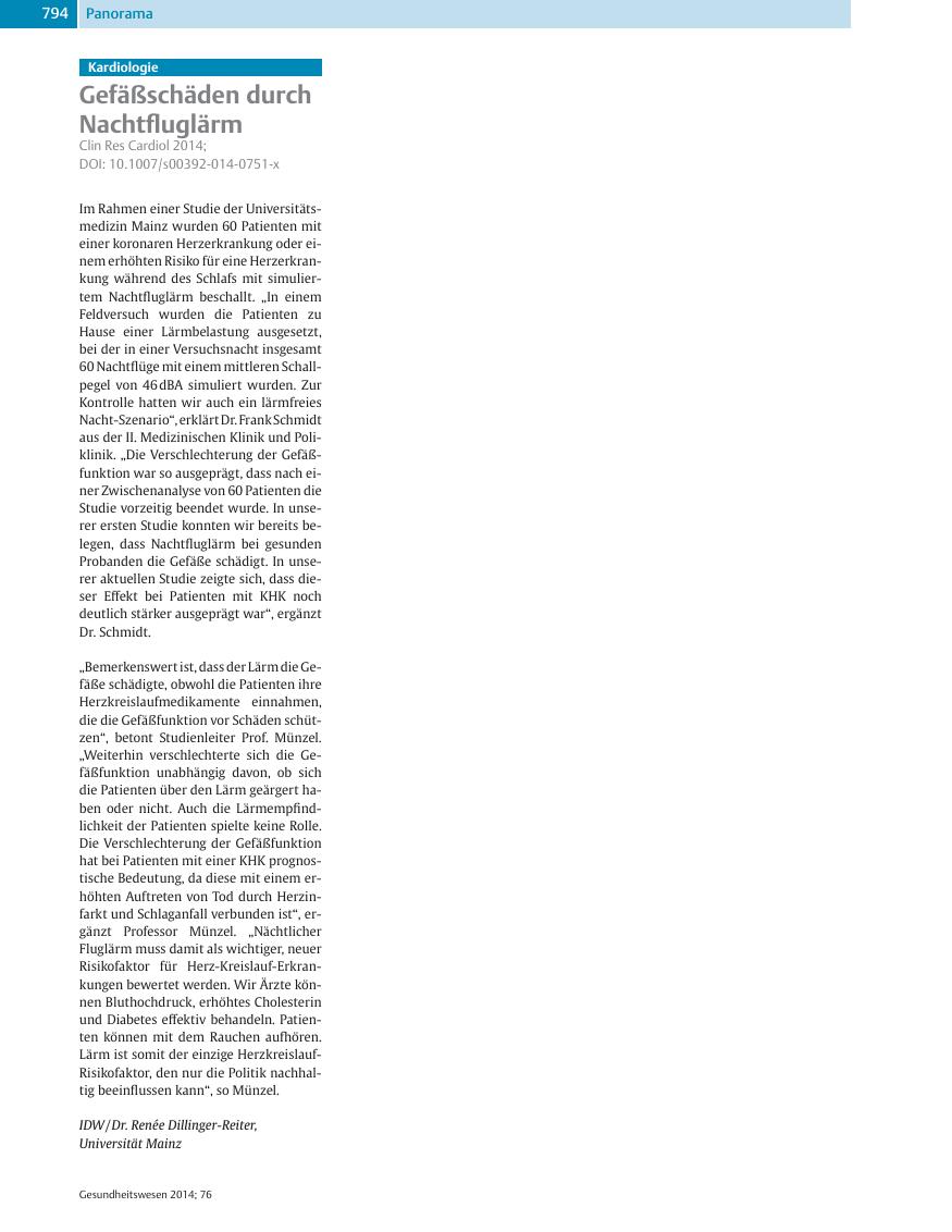 Vorschauseite 1: Gefäßschäden durch Nachtfluglärm