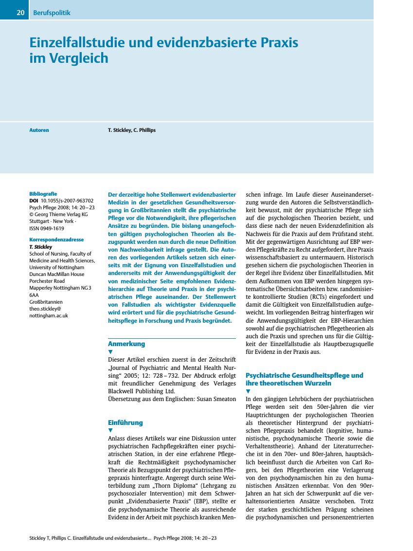 Vorschauseite 1: Einzelfallstudie und evidenzbasierte Praxis im Vergleich