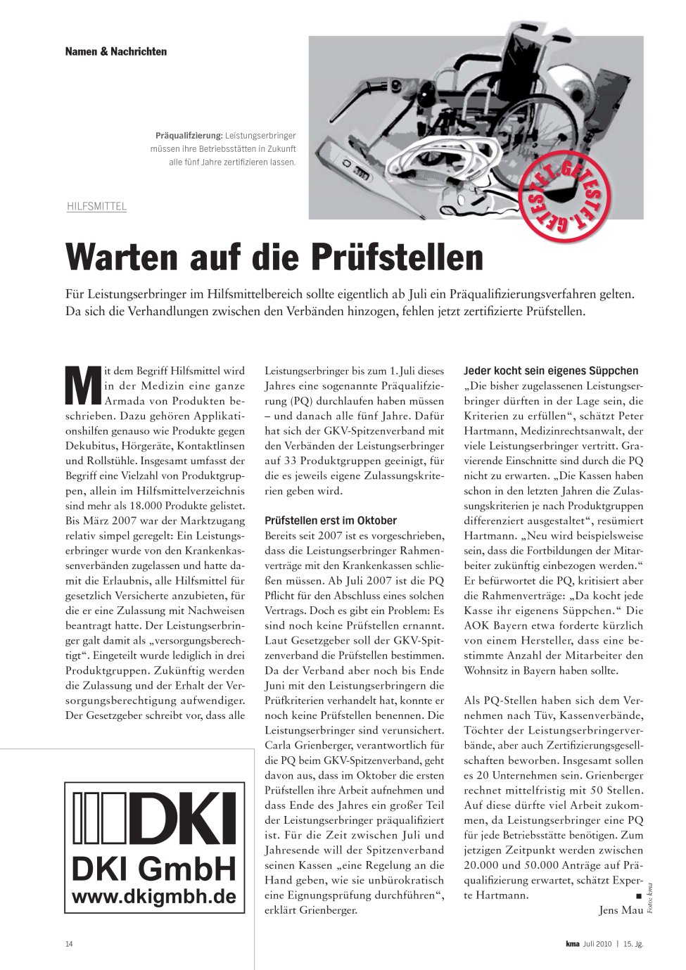 Vorschauseite 1: Warten auf die Prüfstellen