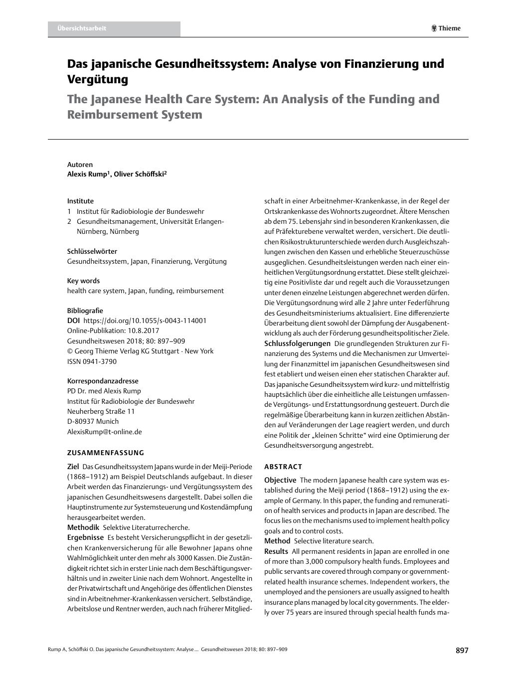 Vorschauseite 1: Das japanische Gesundheitssystem: Analyse von Finanzierung und Vergütung