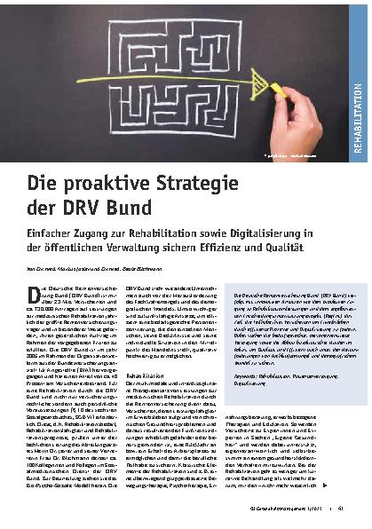 Vorschauseite 1: Die proaktive Strategie der DRV Bund: Einfacher Zugang zur Rehabilitation sowie Digitalisierung in der öffentlichen Verwaltung sichern Effizienz und Qualität.
