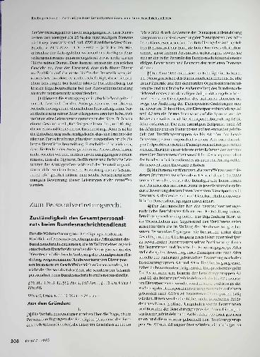 Vorschauseite 1: Zum Personalvertretungsrecht Zuständigkeit des Gesamtpersonal rats beim Bundesnachrichtendienst