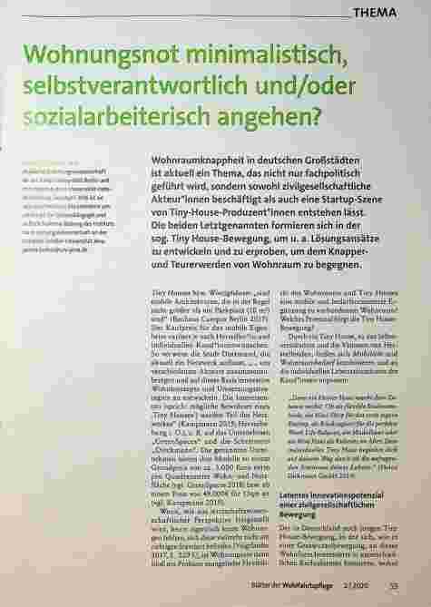 Vorschauseite 1: Wohnungsnot minimalistisch, selbstverantwortlich und/oder sozialarbeiterisch angehen?
