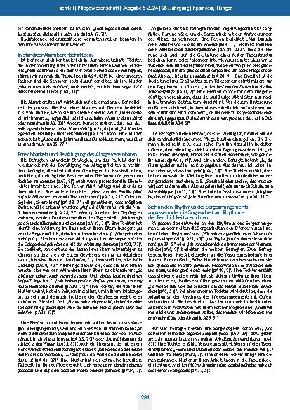 Vorschauseite 5: "Ich bin halt immer erreichbar" Rollenspezifisches Verhalten pflegender Angehöriger – eine Grounded Theory