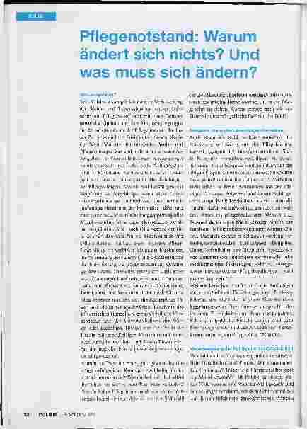 Vorschauseite 1: Pflegenotstand: Warum ändert sich nichts? Und was muss sich ändern?
