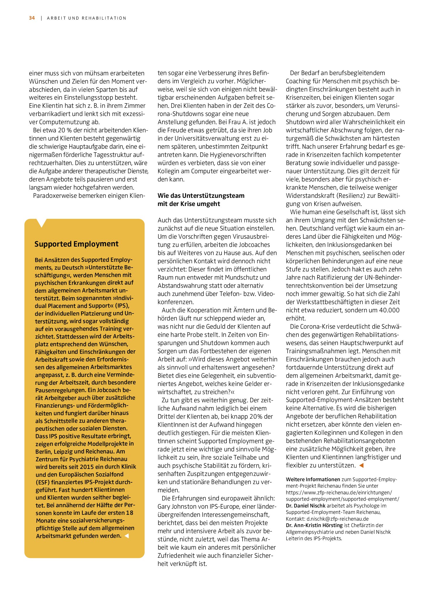 Vorschauseite 2: Berufliche Inklusion trotz Krise