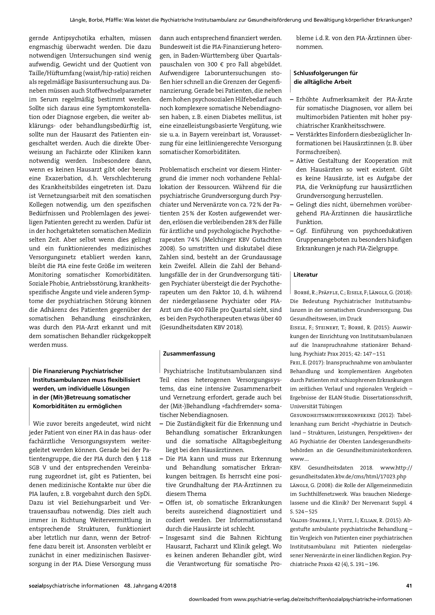 Vorschauseite 3: Was leistet die psychiatrische Institutsambulanz zur Gesundheitsförderung und Bewältigung körperlicher Erkrankungen?