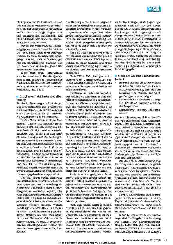 Vorschauseite 2: Sicherung des Systems der Endoskopaufbereitung