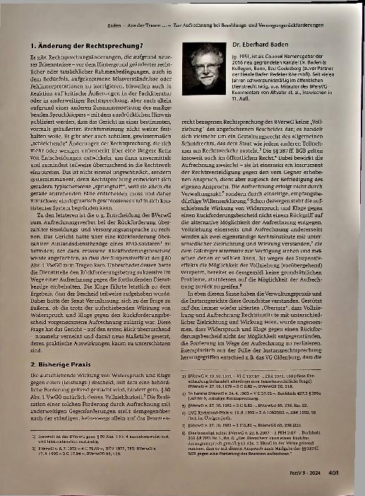 Vorschauseite 2: Aus der Traum. .. — Zur Aufrechnung bei Besoldungsund Versorgungsrückforderungen