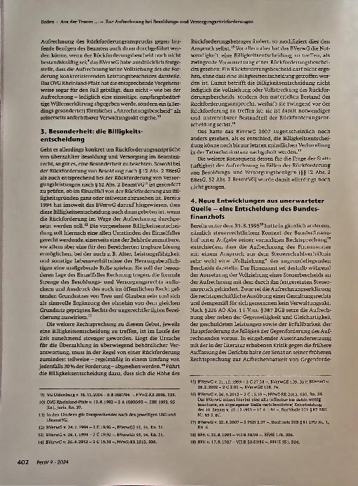 Vorschauseite 3: Aus der Traum. .. — Zur Aufrechnung bei Besoldungsund Versorgungsrückforderungen
