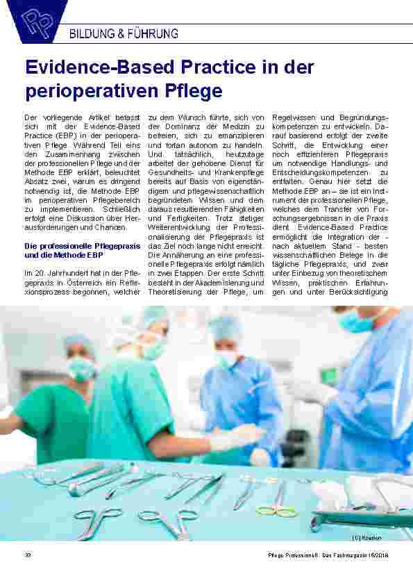Vorschauseite 1: Evidence-Based Practice in der perioperativen Pflege