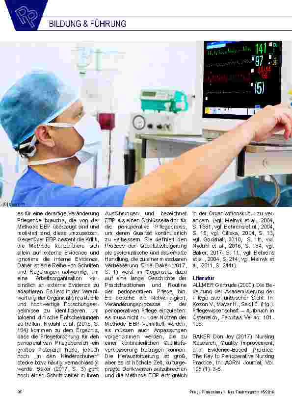 Vorschauseite 3: Evidence-Based Practice in der perioperativen Pflege