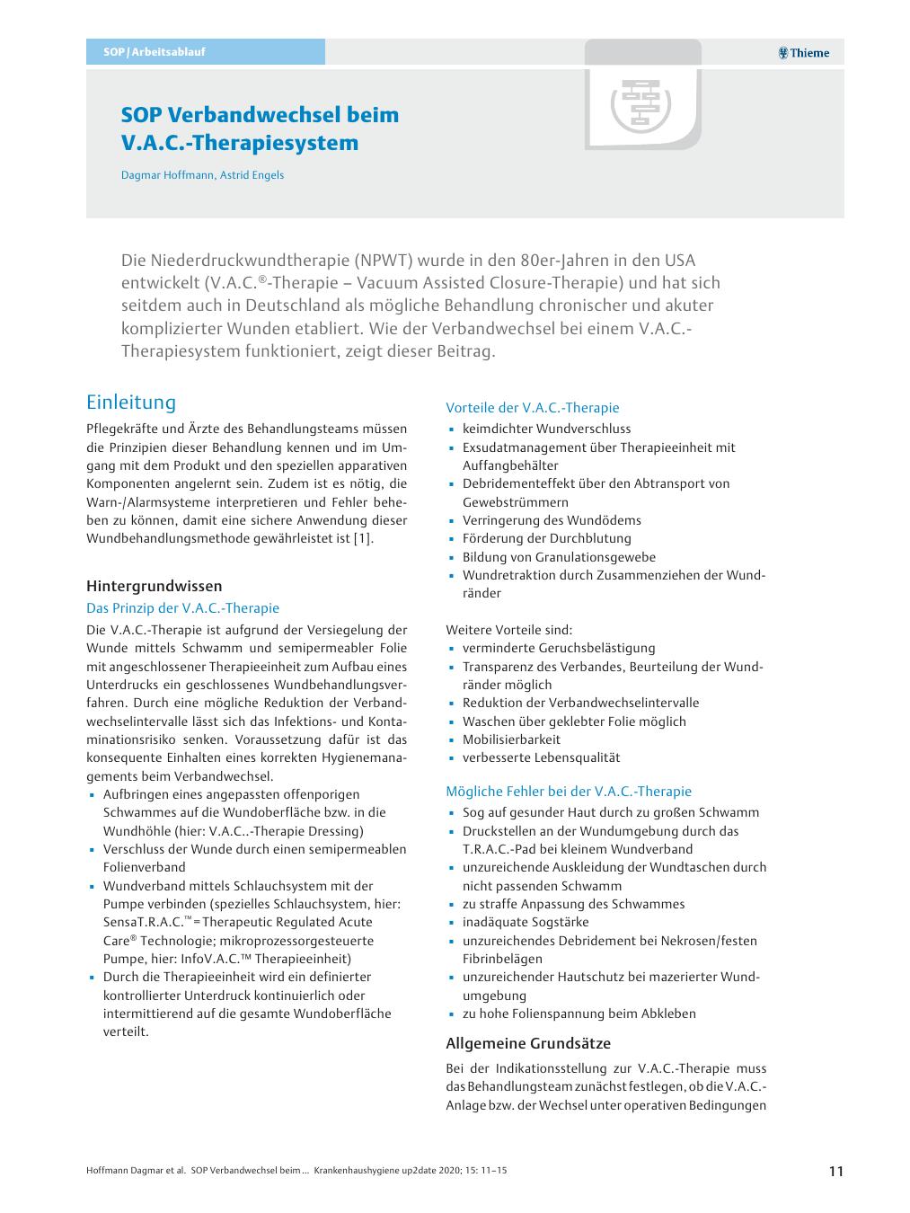Vorschauseite 1: SOP Verbandwechsel beim V.A.C.-Therapiesystem