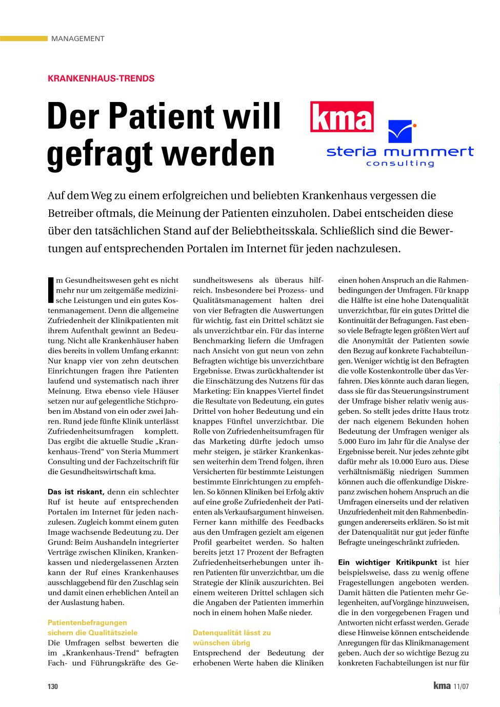 Vorschauseite 1: Der Patient will gefragt werden