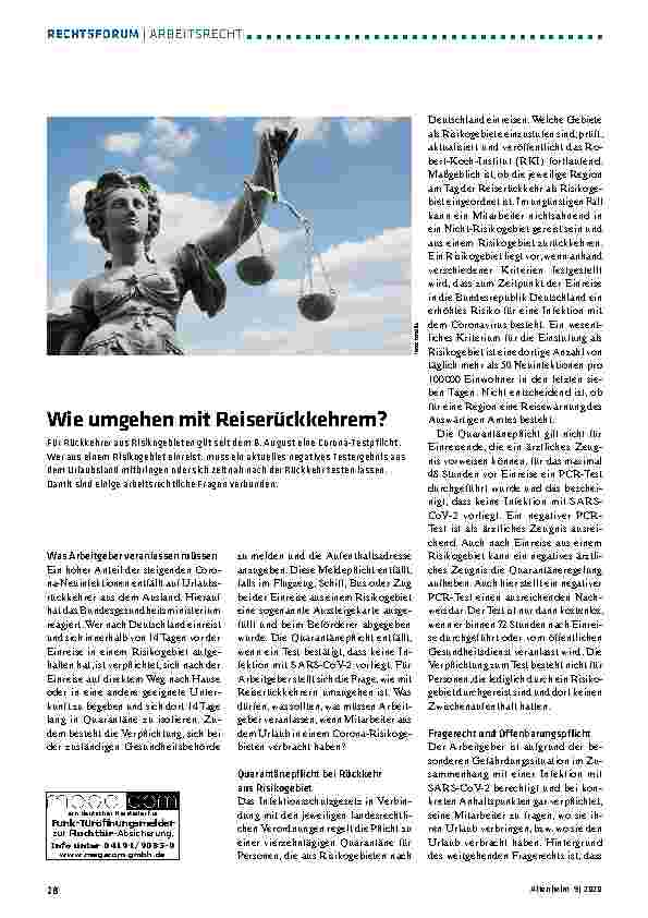 Vorschauseite 1: Wie umgehen mit Reiserückkehrern?