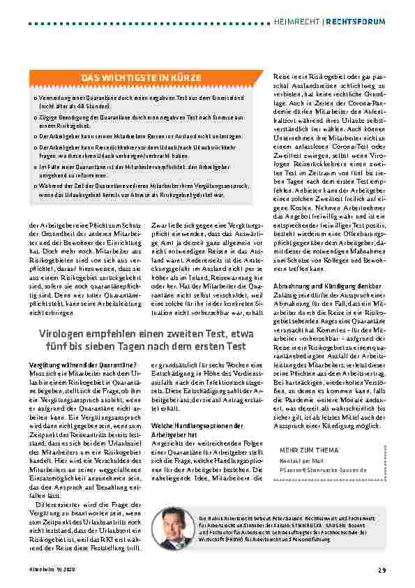 Vorschauseite 2: Wie umgehen mit Reiserückkehrern?