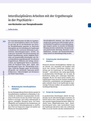 Vorschauseite 1: Interdisziplinäres Arbeiten mit der Ergotherapie in der Psychiatrie - vom Nischentier zum Therapieallrounder
