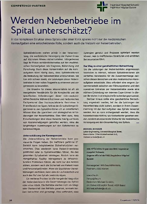 Vorschauseite 1: Werden Nebenbetriebe im Spital unterschätzt?