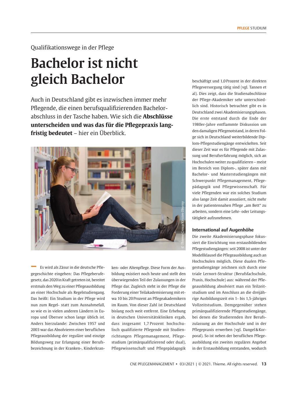 Vorschauseite 1: Bachelor ist nicht gleich Bachelor