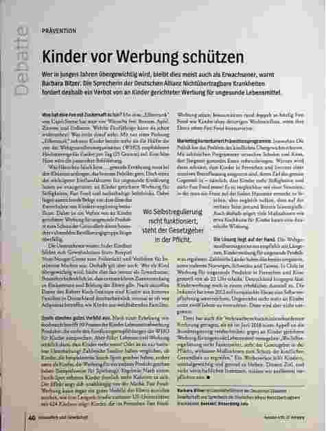 Vorschauseite 1: PRÄVENTION Kinder vor Werbung schützen