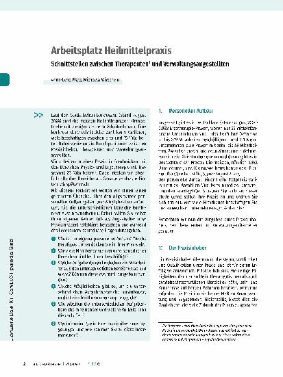 Vorschauseite 1: Arbeitsplatz Heilmittelpraxis Schnittstellen zwischen Therapeuten1 und Verwaltungsangestellten