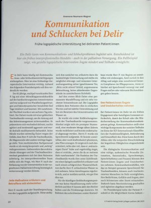 Vorschauseite 1: Kommunikation und Schlucken bei Delir Frühe logopädische Unterstützung bei deliranten Patientinnen