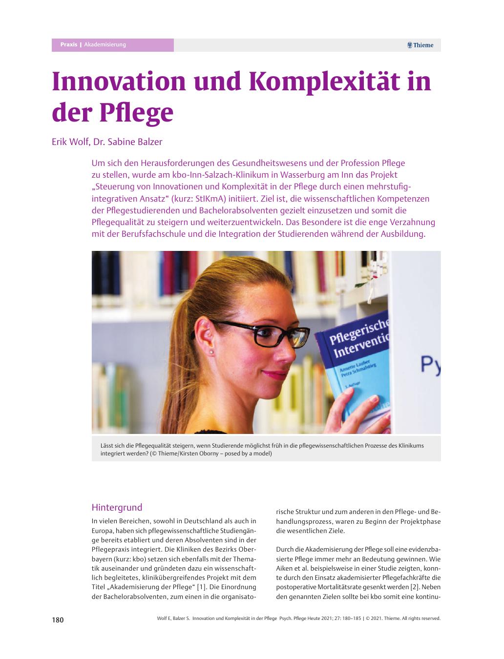 Vorschauseite 1: Innovation und Komplexität in der Pflege
