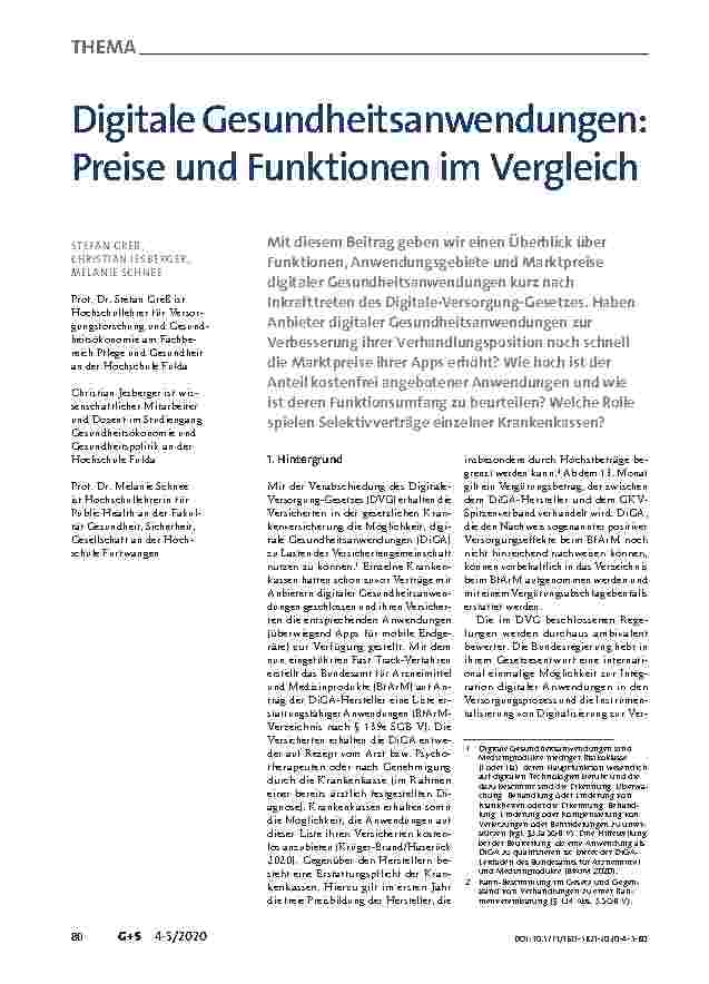 Vorschauseite 1: Digitale Gesundheitsanwendungen: Preise und Funktionen im Vergleich