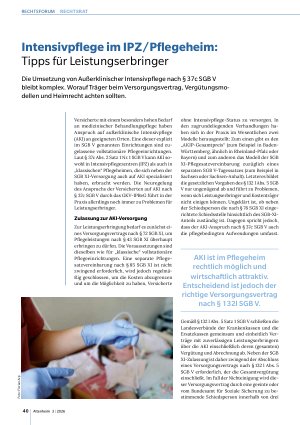 Vorschauseite 1: Intensivpflege im IPZ/Pflegeheim: Tipps für Leistungserbringer