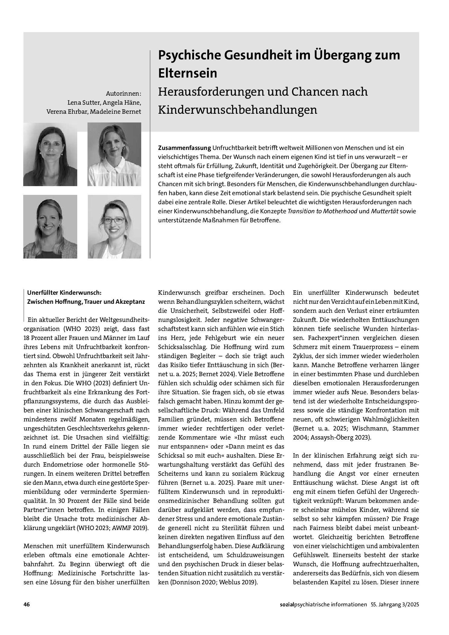 Vorschauseite 1: Psychische Gesundheit im Übergang zum Elternsein. Herausforderungen und Chancen nach Kinderwunschbehandlungen