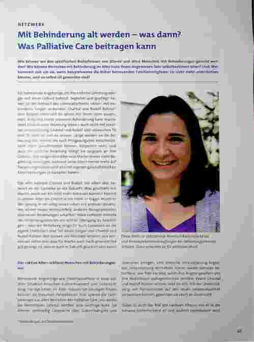Vorschauseite 1: Mit Behinderung alt werden - was dann? Was Palliative Care beitragen kann