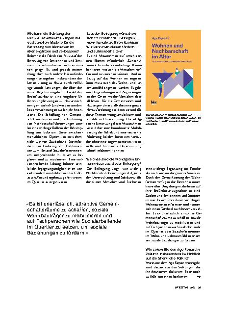 Vorschauseite 3: «Nachbarschaft: Eine wichtige Quelle der Unterstützung und Solidarität»