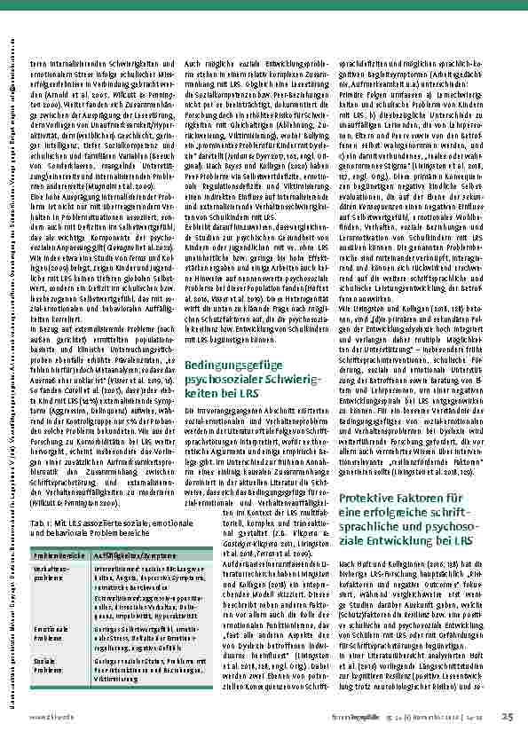 Vorschauseite 2: Sozial-emotionale und Verhaltensprobleme bei Kindern mit LRS: Forschungs-Update und vorläufige Praxisimplikationen