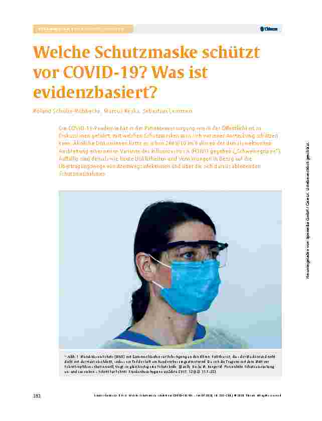 Vorschauseite 1: Welche Schutzmaske schützt vor COVID-19? Was ist evidenzbasiert?