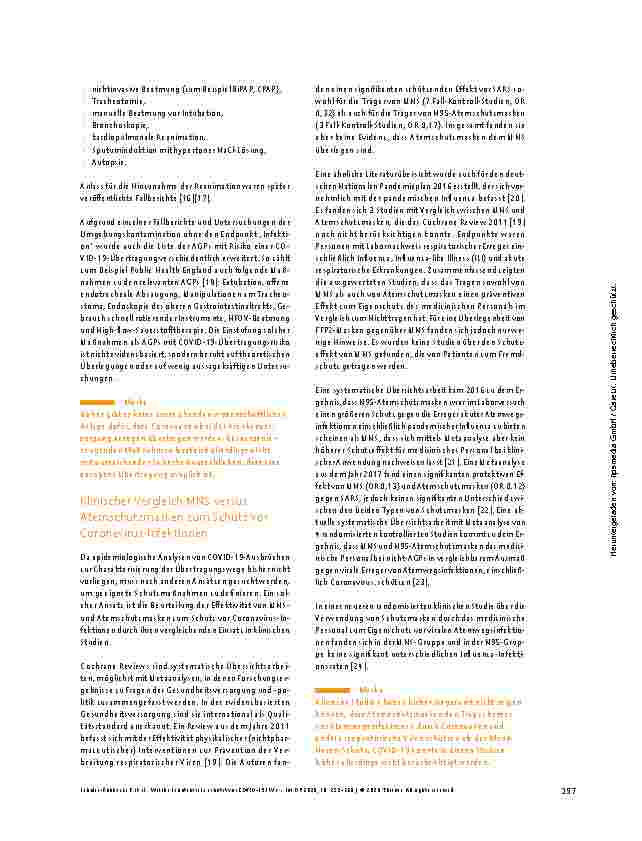 Vorschauseite 6: Welche Schutzmaske schützt vor COVID-19? Was ist evidenzbasiert?