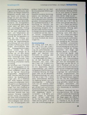 Vorschauseite 6: Zu Anordnungen nach dem PfleWoqG - hier: Erfüllungsfrist »ab dem der Zustellung dieses Bescheids folgenden Tag«