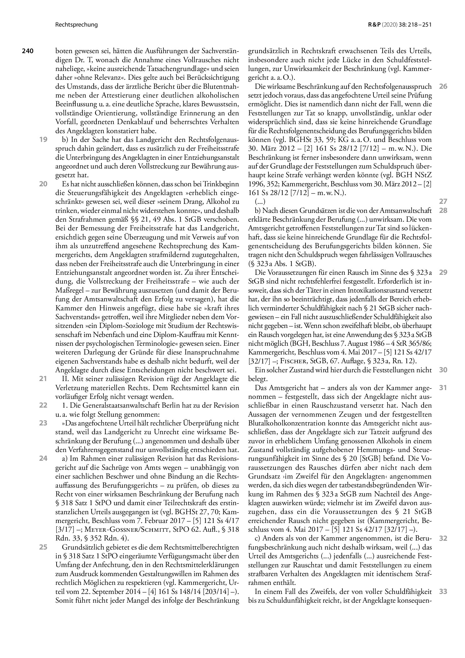 Vorschauseite 3: Verurteilung wegen Vollrausches; Unterbringung in einer Entziehungsanstalt