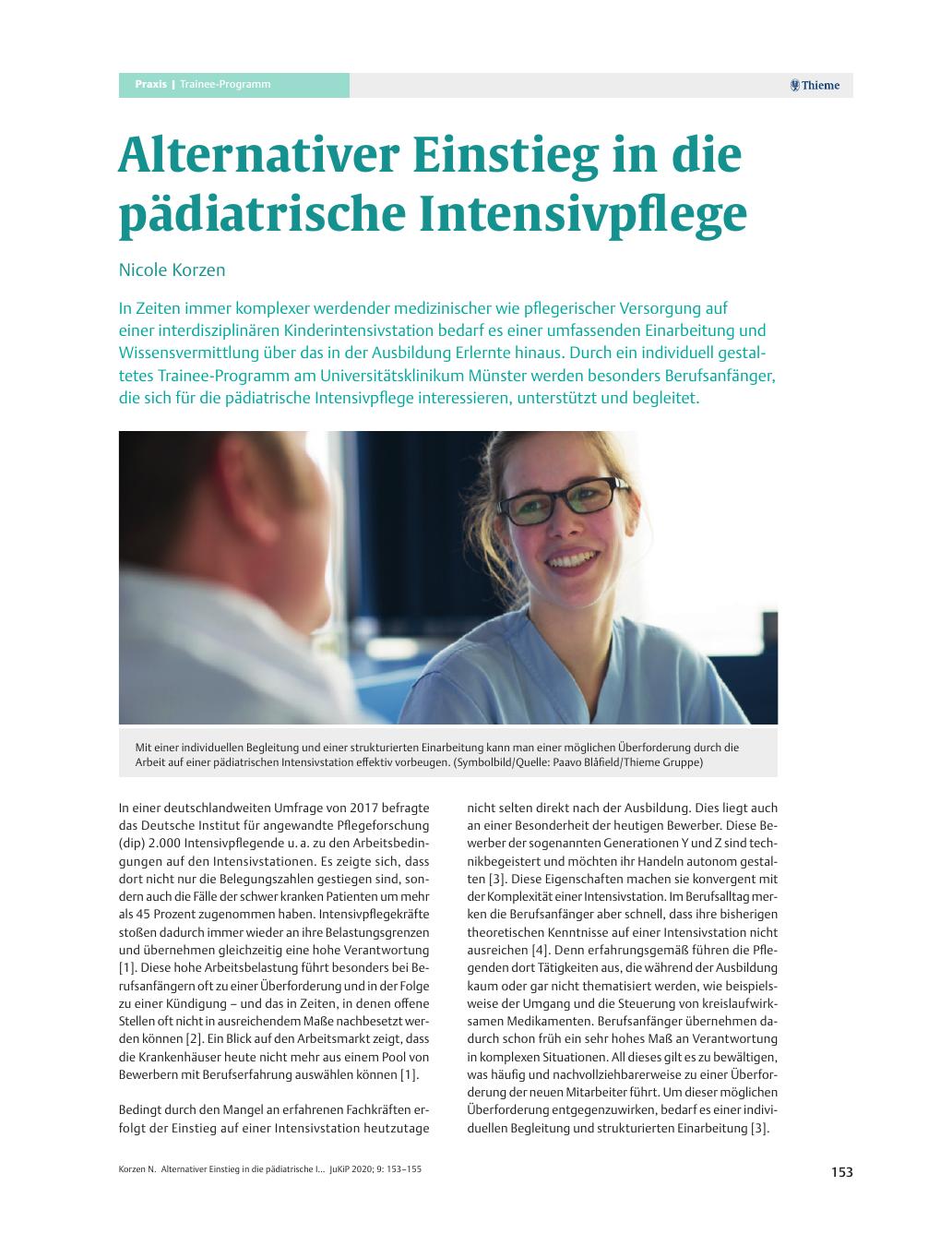 Vorschauseite 1: Alternativer Einstieg in die pädiatrische Intensivpflege