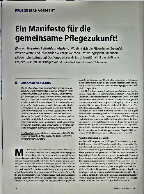 Vorschauseite 1: Ein Manifest für die gemeinsame Pflegezukunft!