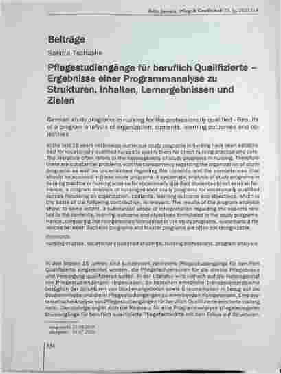 Vorschauseite 1: Pflegestudiengänge für beruflich Qualifizierte - Ergebnisse einer Programmanalyse zu Strukturen, Inhalten, Lernergebnissen und Zielen