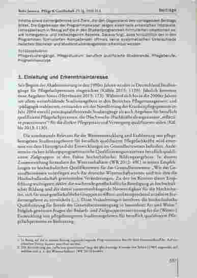 Vorschauseite 2: Pflegestudiengänge für beruflich Qualifizierte - Ergebnisse einer Programmanalyse zu Strukturen, Inhalten, Lernergebnissen und Zielen