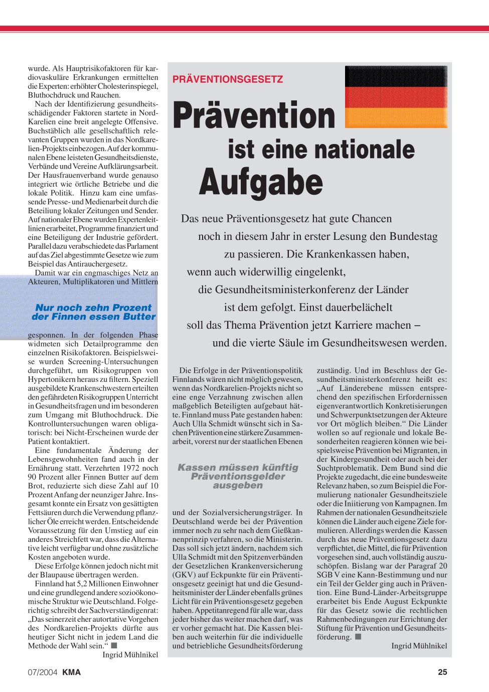 Vorschauseite 1: Prävention ist eine nationale Aufgabe