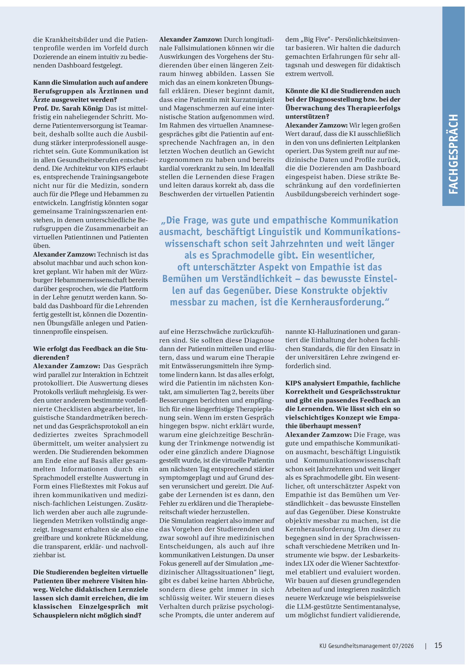 Vorschauseite 2: Virtuelle Patienten, echte Lerneffekte am UKW