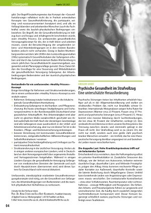 Vorschauseite 1: Psychische Gesundheit im Strafvollzug Eine unterschätzte Herausforderung