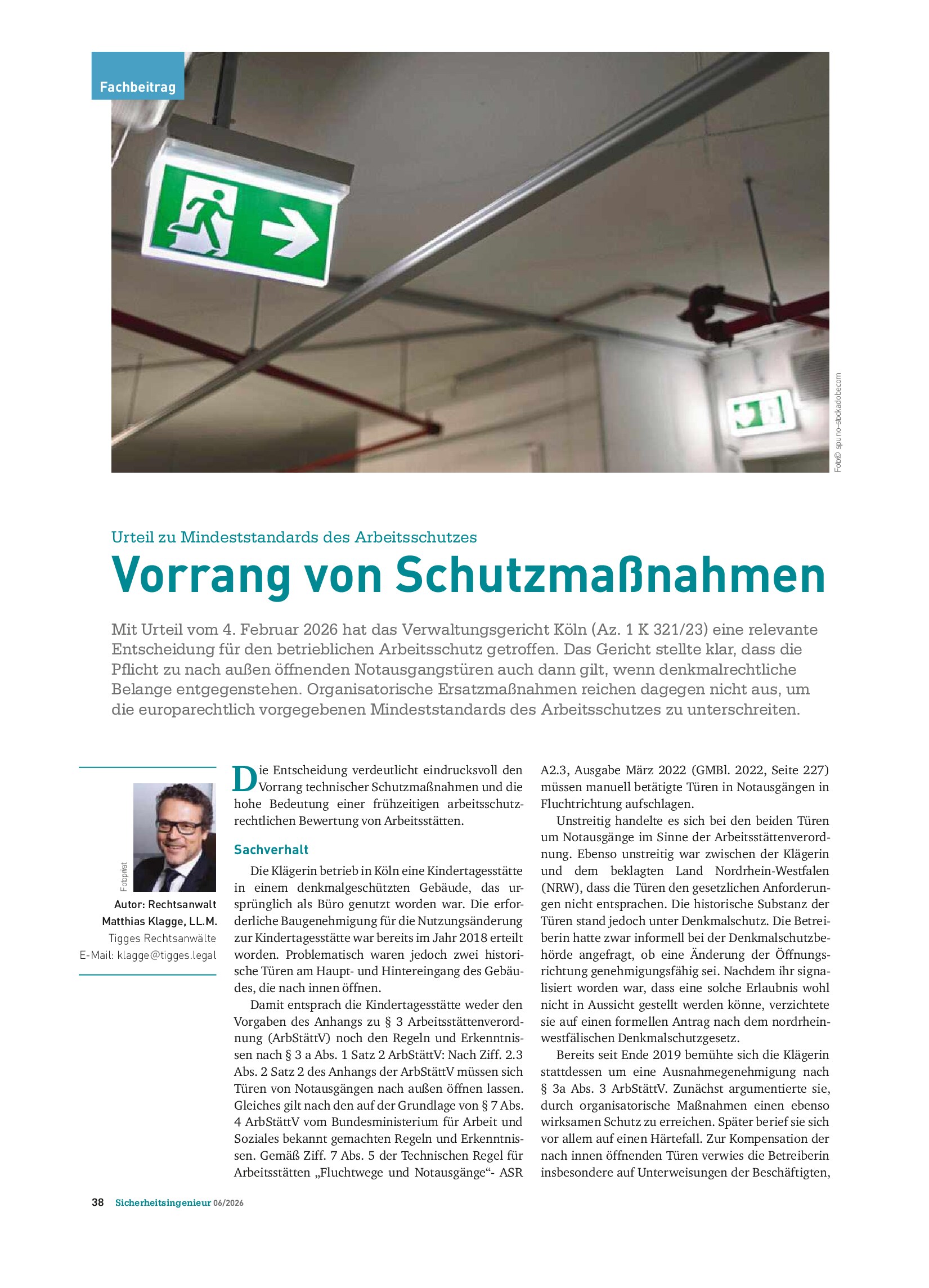 Vorschauseite 1: Vorrang von Schutzmaßnahmen