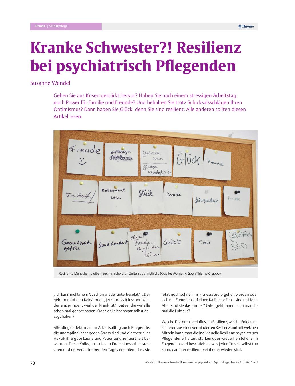 Vorschauseite 1: Kranke Schwester?! Resilienz bei psychiatrisch Pflegenden