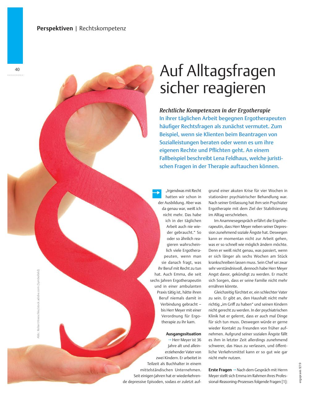 Vorschauseite 1: Auf Alltagsfragen sicher reagieren? Rechtliche Kompetenzen in der Ergotherapie