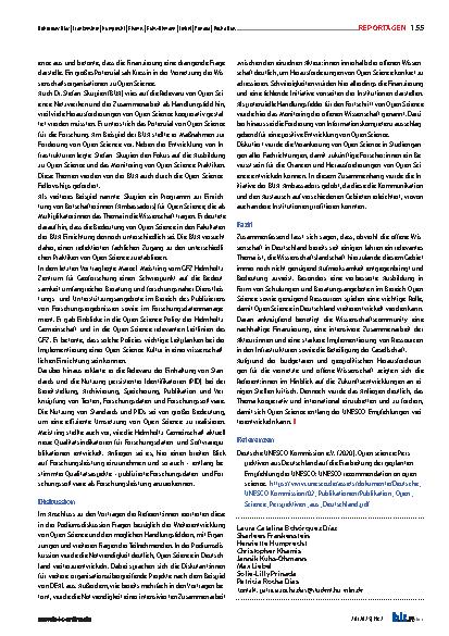 Vorschauseite 2: „Ist die deutsche Wissenschaftslandschaft ein starker Motor für Open Science? “