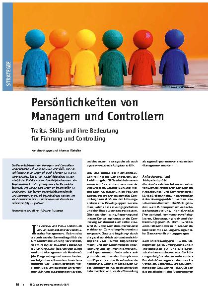 Vorschauseite 1: Persönlichkeiten von Managern und Controllern Traits, Skills und ihre Bedeutung für Führung und Controlling