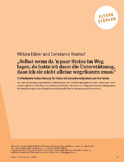 Vorschauseite 2: „Selbst wenn da ’n paar Steine im Weg lagen, da hatte ich dann die Unterstützung, dass ich sie nicht alleine wegräumen muss.“